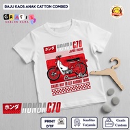 MERAH Children's Motorcycle T-Shirt - HONDA C70 MOTORCYCLE Character Red | GD GD GD