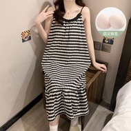 實拍夏季新款雲朵棉睡裙女甜美蝴蝶結i吊帶可拆胸墊家居服可外穿-圖片色 160(M)