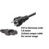 Power cord server c15/c13 to Germany male 3x2mm 1.8meter power server cable