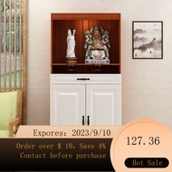 NEW Fokan Cabinet Altar Household God of Wealth Worship Table with Door Economical Guanyin Shrine Cabinet Guan Gong St