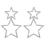 Fashion Rhinestone Five-pointed Star Earrings Female Double-layer Unique Fashionable Temperament Ear