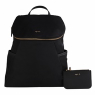agnes b.-Gold Letter LOGO With Clutch Bag Nylon Backpack (Dark Brown) Large Size