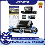 AZDOME M660 4 Cameras 360° Dash Cam Front and Rear Inside with 128GB eMMC Dashcam 5G WiFi Dash Camer