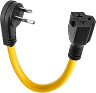 [4-in-1] Right Angle 12AWG 15 Amp Household AC Plug to 20 Amp T Blade Adapter 90-Degree Heavy Duty M