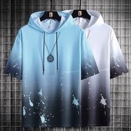 M-5XL Hooded T Shirt Men S 2022 Summer New Fashion Short Sleeve Tops