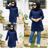 TUNIK POLOS LENGAN BALAP 02√ KAOS WANITA LENGAN 7/8 JAHITAN BELAH PINGGIR BAHAN KATUN KOMBET 20S Com
