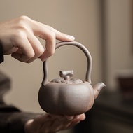 Ấm Gốm Thô Quặng Bùn Vàng Bizen Nhật Bản Dùng Pha Trà Dáng Ấm Đề Lương Dung Tích 220 ml