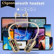 C5GOON Neckband Bluetooth Earphones with TF Card Slot and LCD Display Screen Racing Shape Design Lon