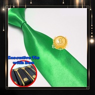 HIJAU Large wide green tie 4 inches or 9 to 10 cm adult plain shiny sse trade center
