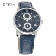 Titan On Trend Blue Dial Leather Strap Men's Watch 90100SL02