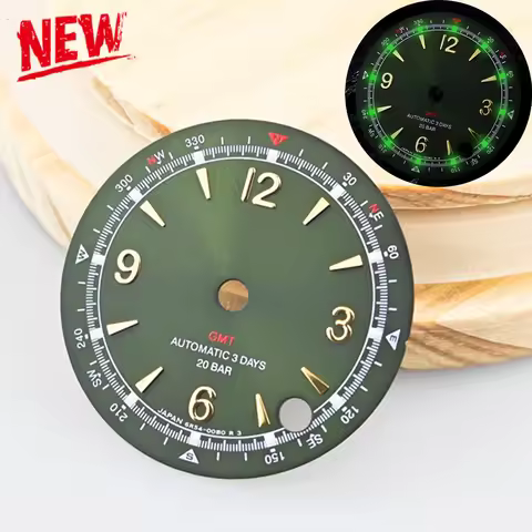 28.5mm Green Lume Case Mod Parts Sterile Arabic Pilot Alpinist Dial For Seiko Prospex Land NH35/36/4