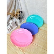 (12 PCS) SHELL PLATES PLASTIC OVAL PLATES OVAL-SHAPED SERVING PLATES LIKE SHELLS PLASTIC PLATE