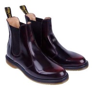 《英國代購》Dr Martens. Kensington Flora Chelsea Boots 馬丁真皮酒紅色裸靴 女鞋