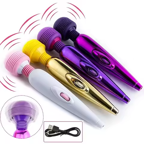 Magic Wand Massager USB Rechargeable Vibrating Clitoral Stimulator G-Spot Anal Massage Female Adult 