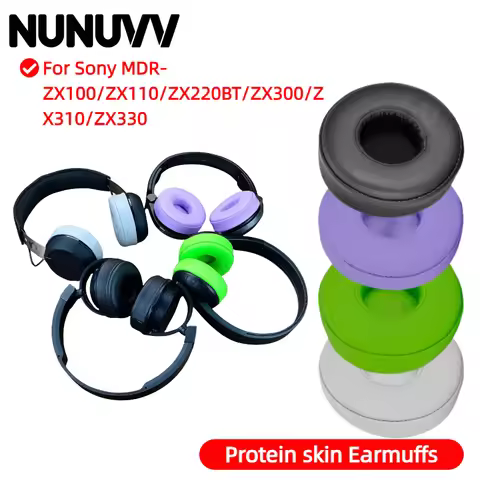 NUNUVV Replacement Softer Protein Leather Ear Cushions For Sony MDR-ZX100/ZX110/ZX220BT/ZX300/ZX310/