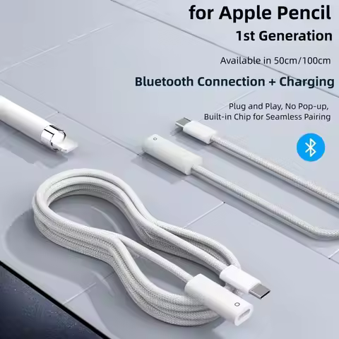 50/100cm Pencil Charger Adapter Plug and Play Nylon Bluetooth Pairing Cable for Apple Pencil 1st Gen