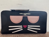 美國Karl Lagerfeld 卡爾黑色防刮貓咪長夾