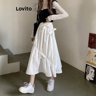 ส่งต่อ กระโปรง Lovito กระโปรงสีขาว ไซส์ XL ผ้าพริ้ว ลำลอง สำหรับผู้หญิง