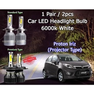 For Proton Iriz (Projector Headlamp Only)~ 1 Pair LED Bulb 6000K White Car Headlight Bulb Mentor Lam