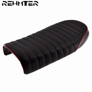 Motorcycle Black&Red Flat Brat Style Tracker Cafe Racer Seat For honda CB CL GN CB500 CB750 SR400 Re