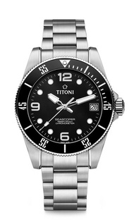 [ ออก E-Tax ได้ ] [แถมเคสกันกระแทก] นาฬิกา Titoni Seascoper 600 42mm Ceramic Bezel น้ำเงิน ดำ ทูโทน 