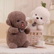 Tongue Out Stuffed Dog Bichon Frise Doll Plush Brown White Animal Toy Standing Sitting Kawaii Doggy 