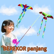 [READY stock] Big fishing rod kite with colourful tail, Layang layang pancing besar berekor, Mini kite, Outdoor play, Kid kites, layang layang, 钓鱼竿长尾大号风筝