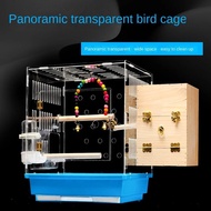 Bird Cage Peony Transparent Panoramic Acrylic Luxury Bird Cage With Accessories and Breeding Box
