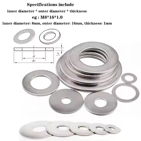 M1.6 M2 M2.5 M3 M4 M5 M6 M8 M10 M12 M14 M18 Large Size 304 Stainles Steel Big Metal Gasket Plain Was