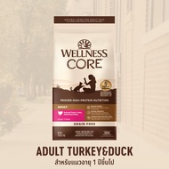 อาหารแมวพรีเมี่ยม WELLNESS CORE สูตร Turkey&Duck สูตรน้องแมว แพ้ง่าย ไม่มีไก่ และอาหารทะเล ขนาด 5lb(