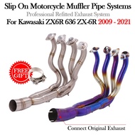 Slip-On For KAWASAKI ZX6R 636 ZX-6R ZX 6R 2009 - 2021 Motorcycle Exhaust System Modify Muffler Escape Front Connect Link