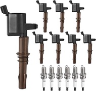 Ignition Coil Pack and Spark Plugs fit for V8 5.4L 2008 2009 2010 Fo-rd F1-50 F25-0 F350, 2008-2014 