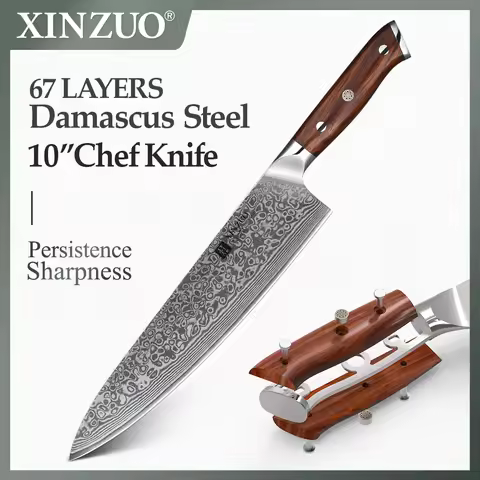 XINZUO 10 Inch Chef Knife Japanese Damascus Steel Kitchen Knife Professional Gyuto Cleaver Knives Co