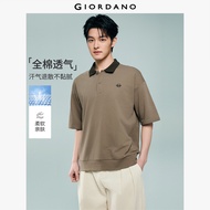 GIORDANO Men Polo Shirts 100% Cotton Panda Embroidered Polo Shirts 1/2 Sleeve Fashionable Casual Pol