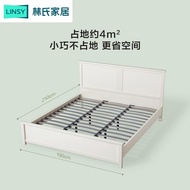 Lin's Wood Industry Nordic Style Furniture Modern Simple 1.5m Princess Bed 1.8m Solid Wood Frame Dou