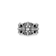 Zong Crock Heart with Diamond Opening Cruciate Flower Diamond-Studded Ring European and American Fas