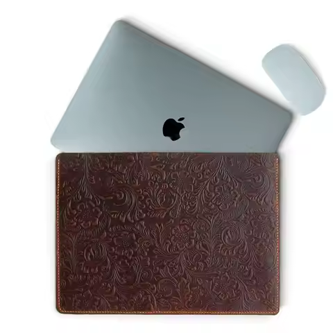 100% Handmade Genuine Leather Laptop Sleeve Case for MacBook Air 15.3 M2 and MacBook Pro 16.2 M3 M2 