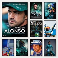 Classic Competitive Sports Racer Fernando Alonso Poster F-Formula One Players Canvas Painting Wall A