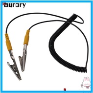 AURORY Anti-Static ESD Grounding Cable, Black 180cm / 71" Coiled Cord, Male-to-Female PU,Metal 2mm w