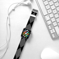 Apple Watch Series 1 , Series 2, Series 3 - Apple Watch 真皮手錶帶，適用於Apple Watch 及 Apple Watch Sport - Freshion 香港原創設計師品牌 - 黑色菱形圖案