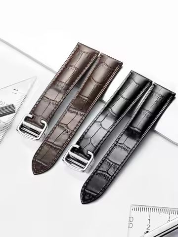 For Cartier Tank Omega Longines Tissot Watchband Waterproof Sweatproof Soft Comfortable Leather Watc