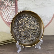 4.30 Antique Miscellaneous Items Antique Copperware Dragon Phoenix Plate Auspicious Cloud Dragon Dra
