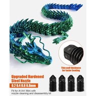 6PCS Hardened Steel Nozzle Fit for Lab A1/ A1 Mini Printer Hotend，0.2mm 0.4mm 0.6mm 0.8mm Removable 