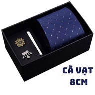 8cm large tie Set as a gift for men including tie, tie clip, lapel pin, politely boxed BCV-8200