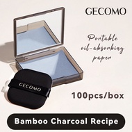 GECOMO Portable Oil Absorbing Paper Self Contained Powder Puff Mirror Oil-Free Makeup Retouching Oil