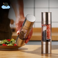 [LI] Salt And Pepper Grinder 2 In 1 Manual Stainless Steel Salt Pepper Mills With Adjustable Ceramic