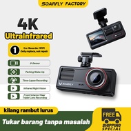 SOARFLY Car Recorder WIFI Night Vision 4K Ultra Dual-Channel Dashcam Vision Dual Lens 24 hour Loop R