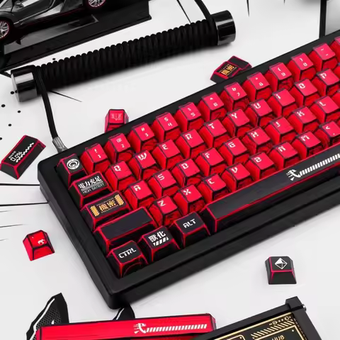 Anime Graffiti PBT Keycaps Cherry Profile 137 Keys Red Black for Wooting Mechanical Keyboard