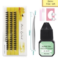 1 Box 20D False Eyelashes C/D Roll 60 Bunch Set, with Glue, Medium Length, Soft 3D Mink False Eyelas