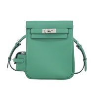 Hermes 愛馬仕 Kelly ado jump Swift牛皮凱莉後背包(絨絲綠/W刻/銀釦)/平行輸入